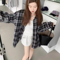 PEONIST 女性時尚格紋襯衫