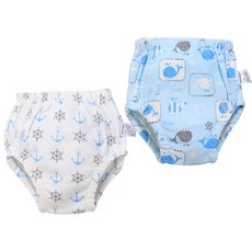 베베니즈 유아용 큐트패턴 배변훈련 팬티 2종 세트, 고래, 1세트