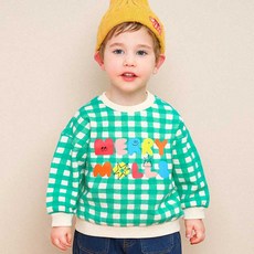 mollimelli 兒童格紋Merry Molly內刷毛大學T恤