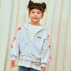 First Blue 女童蝴蝶結連帽拉鍊外套