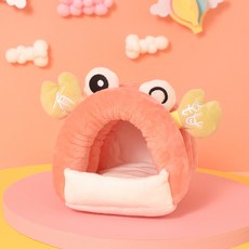 YORUNGAE 小動物可愛舒適藏身處 L, 1個, 粉紅螃蟹