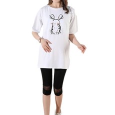 에어 래빗 일러스트 루즈핏 수유 반팔티