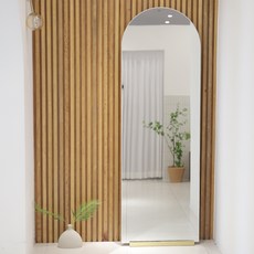 우드리퍼블릭 강화유리 노프레임 와이드 아치형 전신거울 600 x 1800 mm, 화이트
