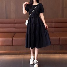 레몬소울 원하 퍼프소매 셔링 반팔 원피스 빅사이즈 포함