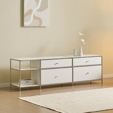 헤이몰리 헤이즈 미드센츄리 모듈 2단 1710 사이드 서랍장 거실장 우형 방문설치, 화이트