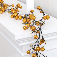 flowertree 室內牆壁裝飾小物 閃亮球串掛飾 180cm, 玫瑰金