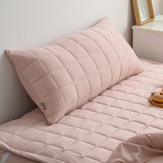아이닉스 푸딩 소프트워싱 등받이 롱 헤드쿠션 누빔 커버 솜포함, 핑크