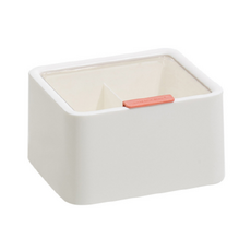 Bijesco方形化妝品棉花棒生活必需品收納盒, 白色的, 1個