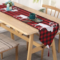 Sonio 可愛聖誕節桌旗, 03 格紋, 180 x 33 cm, 1個