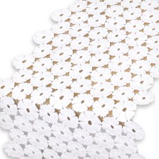 happytool 三角花瓣花朵蕾絲桌旗墊, 白色, 70 x 23 cm