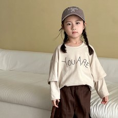 스타빈 아동용 자수 레이어드 긴팔 티셔츠