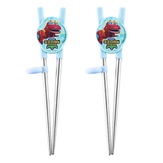 helloMothers Go Go Dino孩童不鏽鋼學習筷 第2階段 2雙, 天藍色, 單品