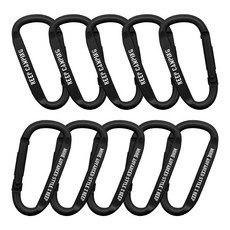 KEEP 캠핑 푸쉬형 버클 알루미늄 D형 카라비너 10p, 블랙, 1개