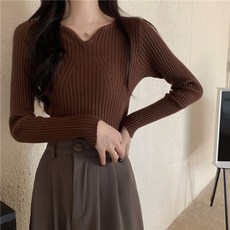 PEONIST 女款修身V領羅紋針織衫