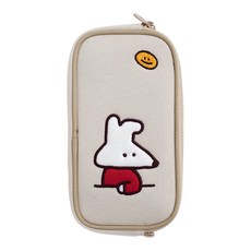 moong9 卡通壓花柔軟筆袋, 米色, 1入