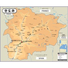 Map.Come 安道爾地形塗層地圖 110 x 78cm, 1個