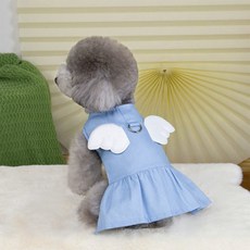 Wavy Days 寵物天使翅膀寵物丹寧連身裙 W265-0055, 淺藍, 1個