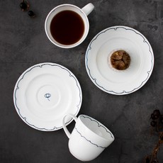 HANKOOK CHINAWARE 線條印花咖啡杯盤組, 混色, 2套