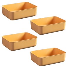 收納達人必備品 馬卡龍塑膠收納盒 H 4L, 黃色, 4個