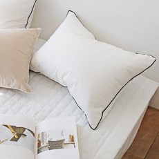 누블 파이핑 호텔 고밀도 워싱 순면 사계절 무지 베개커버