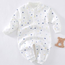 JOYMULTI 嬰幼兒企鵝星星長袖連身衣 星星