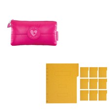 Miquelrius 北歐收納袋 + 淸雲紙質文件夾 10p 套組, 粉紅色(收納袋), 黃色(文件夾), 1套