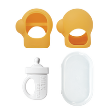 Simtong 固齒器2件組, 檸檬黃, 白色, 1套, 雙手手套固齒器 + 奶瓶固齒器