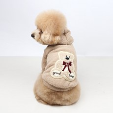 Grooming Dog 狗狗蝴蝶結紳士小熊連帽衫, 1個, 米色