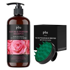 plu 香氛洗髮精 玫瑰花香+頭皮按摩刷, 1000克, 1套