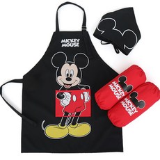迪士尼 兒童米奇圍裙 + Good Job 防水袖套 + 頭巾組 PO210