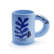 Clabo 亨利馬蒂斯 甜甜圈把手矮胖馬克杯, 藍色葉子 藍色, 1個