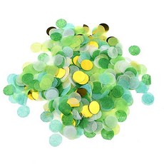 Party09 圓形五彩紙屑 2.5cm 150g, 1個, 綠金色調