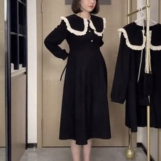 孕婦荷葉領連身裙