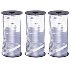 joyparty 捲邊緞帶 90m, 金屬銀, 3個