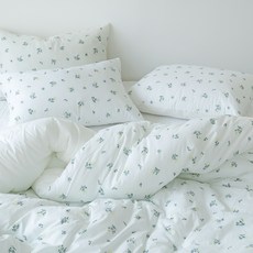 Nubile Edel Flower 60支紗純棉四季薄被, 白色