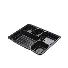 大成 豬排便當盒 1000 5格 黑色 盒身 200p + 盒蓋 200p 組, 1套