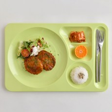 LOHJA 韓國製 團體膳食 美耐皿 圓形 西式 餐盤 720 10入, 淺綠色, 1個