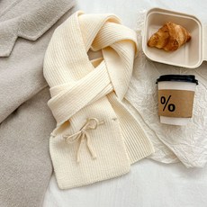 소리달 여성용 쁠리 리본 포인트 파스텔 데일리 목도리