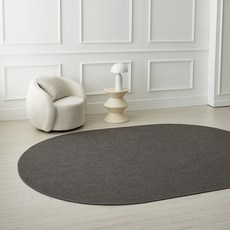 Gaongil 人字紋橢圓形仿劍麻可水洗不規則地毯