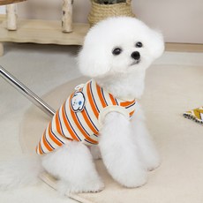 PASTEL PET 狗狗條紋無袖T恤, 橘色, 1個