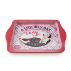 카타파하 빈티지 레트로 철제 복고풍 미니 쟁반, 레이디캣, 1개