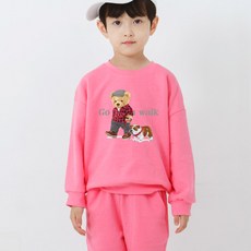 KIDSCREW 兒童款熊與狗刷毛大學T
