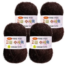 Yarna 100g 大容量高級菜瓜布編織線 4入 + A款印刷圖案 8種組合, 121 深栗色, 1套