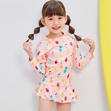 IAMBEBE 女童清新水果短版防磨泳衣上下套裝