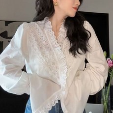 LUNA GIRL 女款巴頓蕾絲襯衫 L25FBL073125