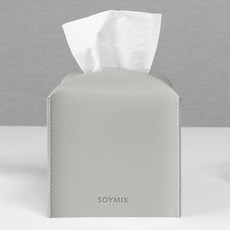 소이믹스 사피아노 가죽 호텔 룸 미니 티슈 케이스 커버, 스톤그레이