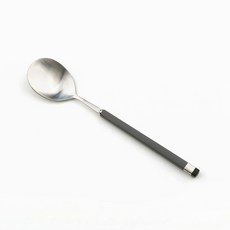 Bogen 兒童方形雙色餐具湯匙, 1個, 銀色 + 炭灰色, 單品