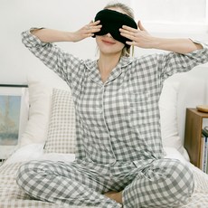 안나앤코 여성 굿나잇 체크 긴팔 잠옷 파자마 상하의 세트