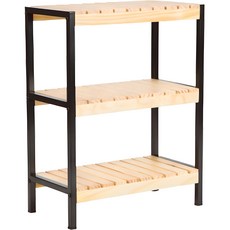 TREESTORE 鐵製多功能落地式層架 500, 實木/黑色(框架), 3層