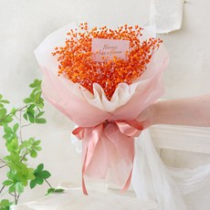 ScentBasket 不凋謝鮮花 永生鮮豔滿天星花束, 橘色